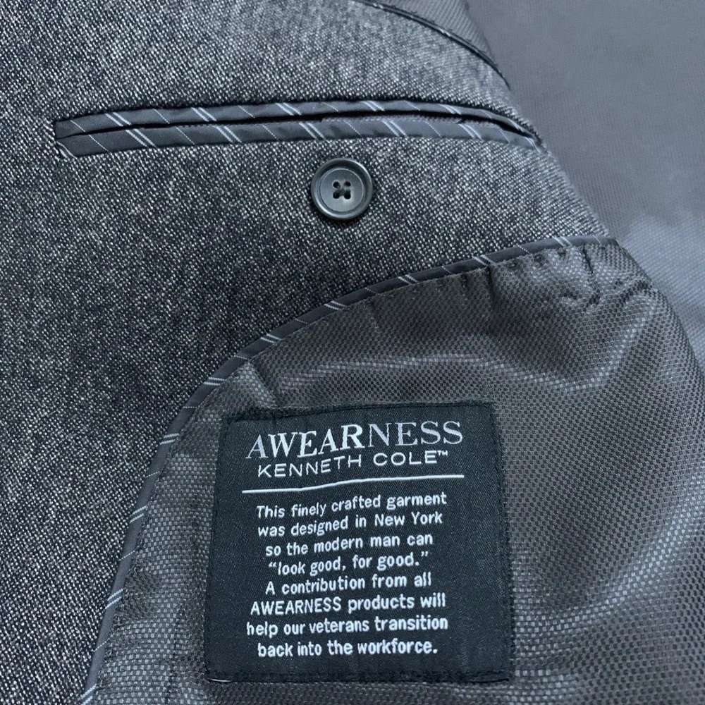 Kenneth Cole Awearness Men's 54R Slim Fit Gray Wool Blend 2-Button Blazer Jacket